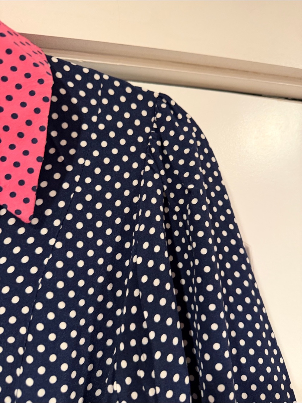 Boden Martha Shirt Dress with Pink Collar & Green Panels 6 - Picture 5 of 7